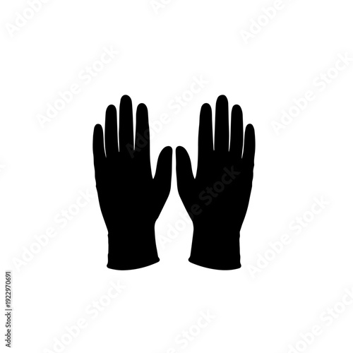 Black Protective Gloves Silhouette Icon Vector