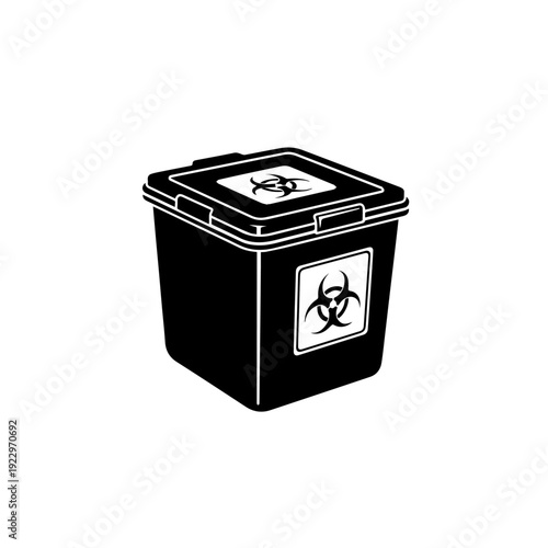 Biohazard Waste Container Icon for Medical Disposal