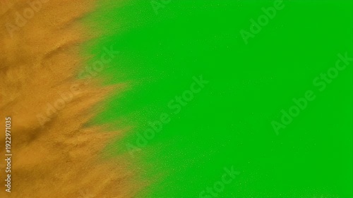 Orange sand dune texture transition with green screen wipe effect land synthetic