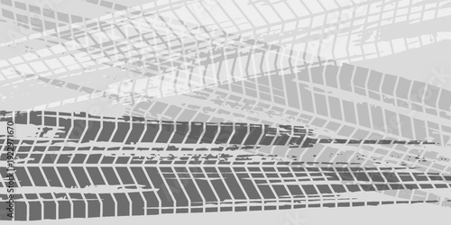 Abstract tire trail pattern grey banner for off road experience