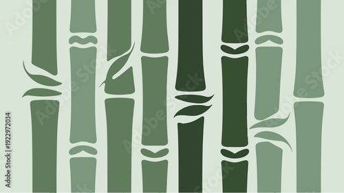 Abstract bamboo stems with subtle leaves, simple graphic background illustration