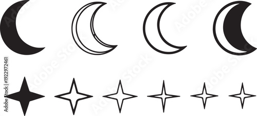 moon star vector illust .vector, sky, artwork, fill, art, burning, crescent, heat, light, night, moon