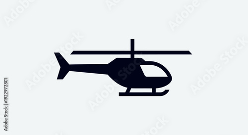 Silhouette of a Modern Helicopter Flying, Representing Air Transport and Rescue Services, in Bright Studio