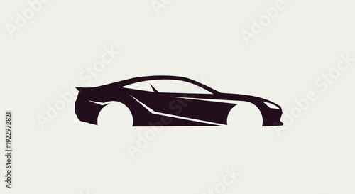 Silhouette of a Sleek, Modern Sports Car with a Powerful Design, in Bright Studio