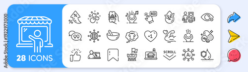 Bid offer, Market seller and Strong arm line icons. Interest rate, AI generate, Inflation icons. Pack of Waterproof, Food app, Money profit icon. Furniture, T-shirt, Cooking mix pictogram. Vector