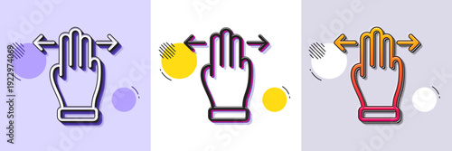 Multitasking gesture line icon. Halftone dotted pattern. Gradient icon with grain shadow. Slide arrow sign. Swipe action symbol. Line multitasking gesture icon. Various designs. Vector