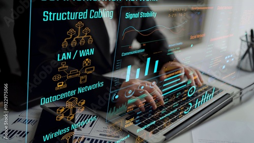 Tableau sur toile Data center monitoring dashboard visualize network performance, connection status, usage rate, and telecommunication insight