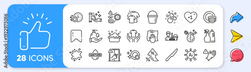 Cleaning service, Shampoo and spray and Clean bubbles line icons. Interest rate, AI generate, Inflation icons. Pack of Dirty water, Washing cloth, Dishwasher timer icon. Vector