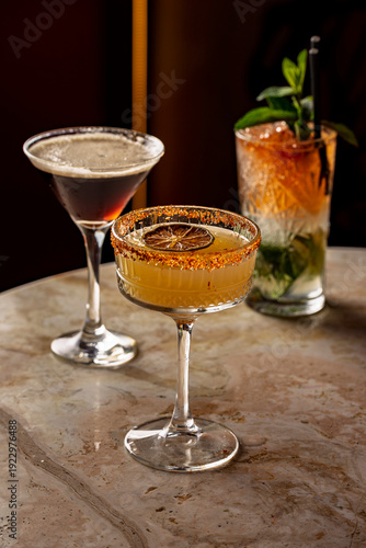 3 Caribbean cocktails in a glass
