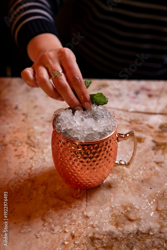 Caribbean cocktail in a metal cup