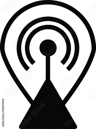 wireless access point silhouette vector art illustration, black and white design