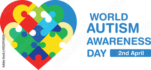 World autism awareness day colorful puzzle heart logo
