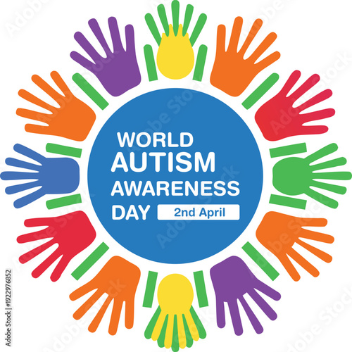 World autism awareness day colorful handprint logo