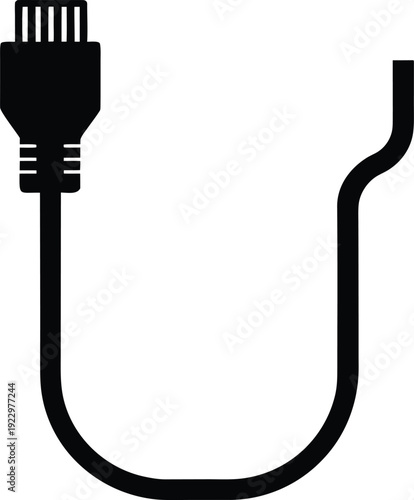 ethernet cable silhouette vector art illustration, black and white design