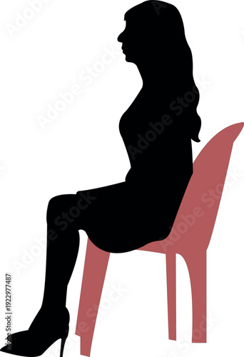a woman sitting body silhouette vector