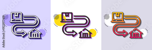 Tracking parcel line icon. Halftone dotted pattern. Gradient icon with grain shadow. Package location sign. Delivery service symbol. Line tracking parcel icon. Various designs. Vector