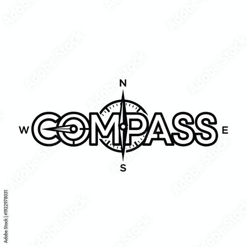 Journey Direction Guidance: Minimalist Compass Vector Graphic for Global Exploration