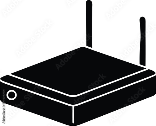 mobile hotspot device silhouette vector art illustration, black and white design