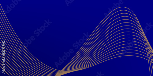 abstract blue wavy background with gold line wave, can be used for banner sale, wallpaper, for, brochure, landing page.