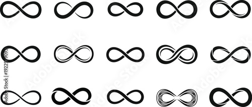 Collection of black infinity symbols 