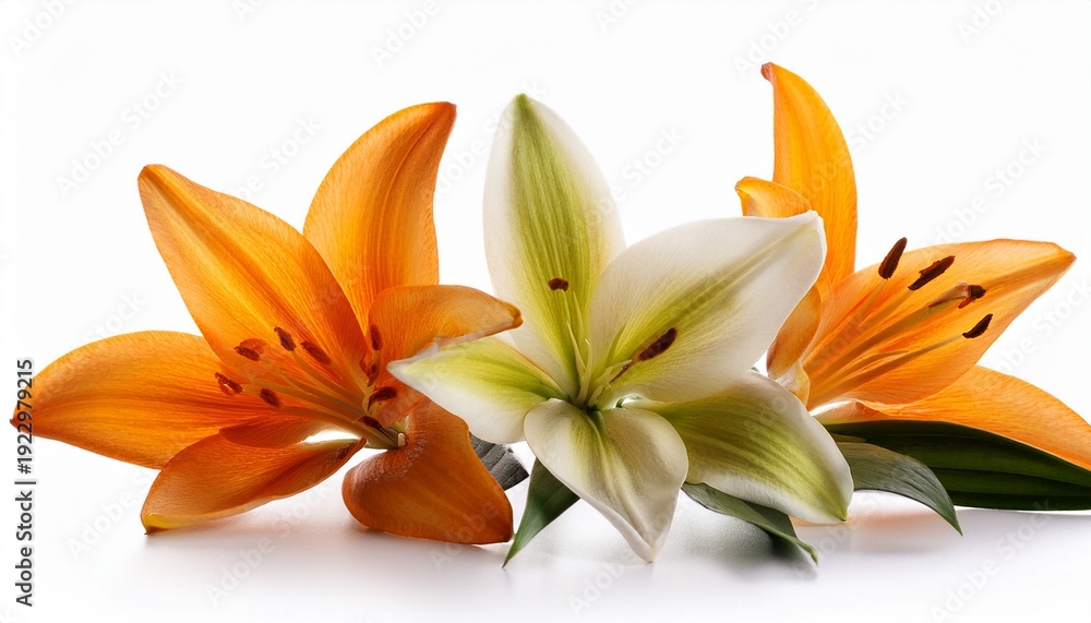 Obraz premium Easter Lily Flowers On White Background
