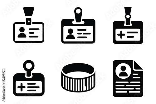 ID card and profile icons for identification and access