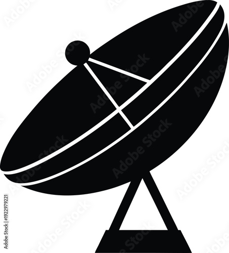 parabolic antenna silhouette vector art illustration, black and white design