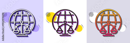 Magistrates court line icon. Halftone dotted pattern. Gradient icon with grain shadow. Justice scales sign. Internet law symbol. Line magistrates court icon. Various designs. Vector