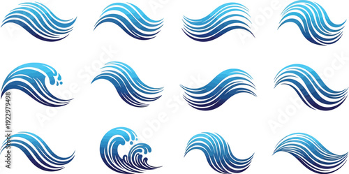 Collection of blue wave designs