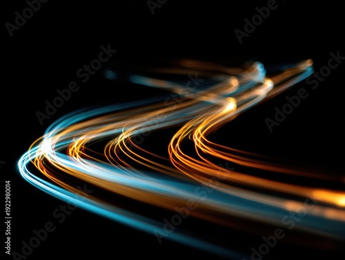 motion blur light lines isolated on a black background
