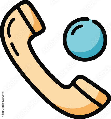 Telephone receiver with notification circle doodle icon for customer support