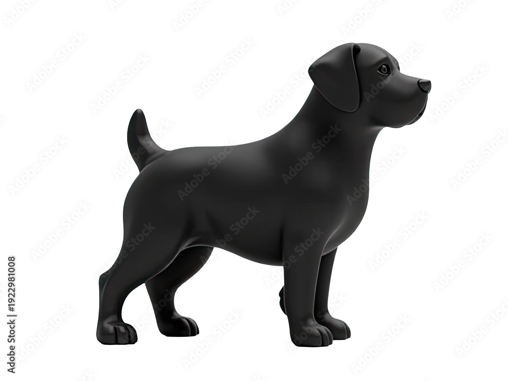 Obraz premium A black dog stands on a white surface, looking directly at the camera
