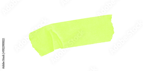 Schilderij op canvas Bright lime green tape strip torn edge on black background adhesive crafting sta