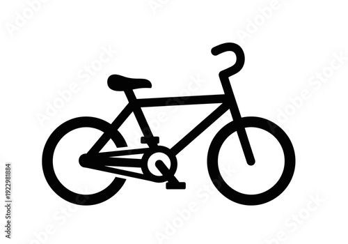 A very simple but important simple thick black silhouette icon of a perfect looking bicycle or bike