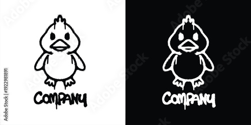 Graffiti Cute Duck logo vector design