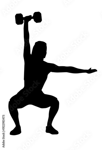 Slika na platnu Female Athlete Dumbbell Snatch Silhouette – Functional Fitness Vector