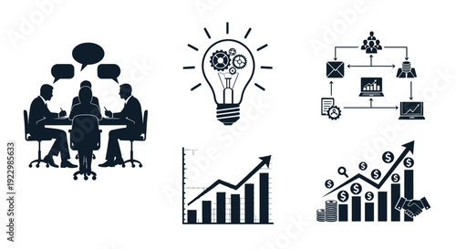 Business concepts including teamwork ideas growth and financial success