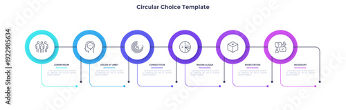 Infographic elements of circular choice template with 3 options, steps or processes. Program steps placed in horizontal row. Modern flat vector illustration for visual presentation