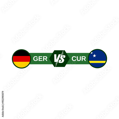 Germany vs Curacao Sports Match Competition Graphic Concept - GER vs CUR International Flag Banner on White Background