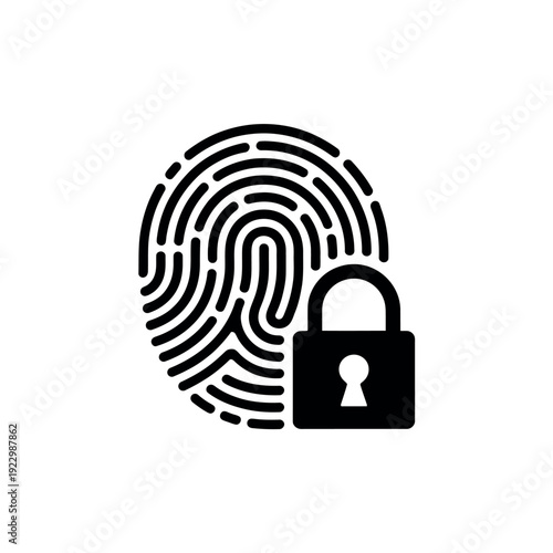 Fingerprint scan with padlock symbolizes biometric data security.