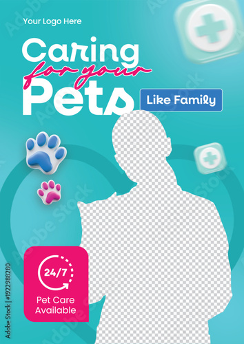 Veterinary Clinic Flyer Template with Female Doctor and Cat for Pet Healthcare Services