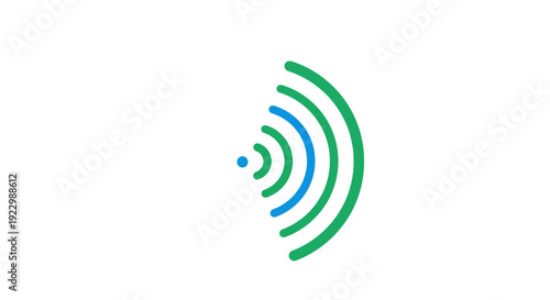 Blue and green Wi-Fi signal strength indicator icon.