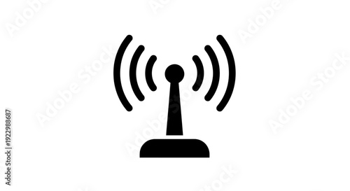 Wireless signal transmission icon symbolizing connectivity and communication technology.