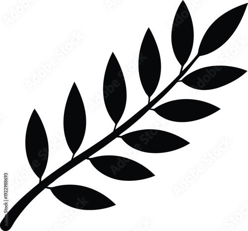 Olive Branch Icon Silhouette Vector Art Illustration