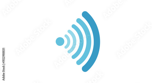 Blue Wi-Fi signal icon on white background.