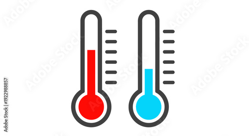 Contrasting temperatures depicted by thermometers in a simple graphic illustration
