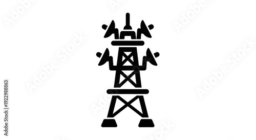 Simplified black silhouette of an oil rig on a white background.