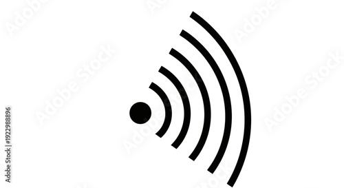 Simple black Wi-Fi signal icon on white background.