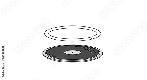 Black vinyl record with lid.