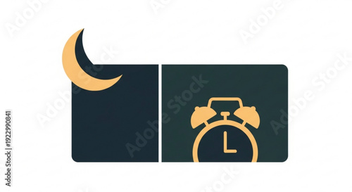 Moonlit night with alarm clock icon for sleep and wake up concepts